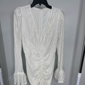 Wintry white Ruched Mini Dress - WORN ONCE
